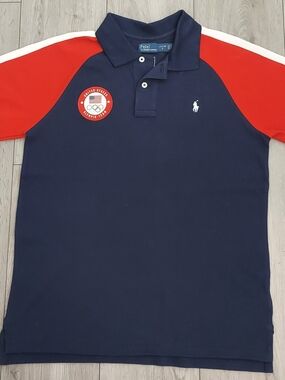 Polo by Ralph Lauren Boys' Navy Red Olympic Patch Polo Shirt